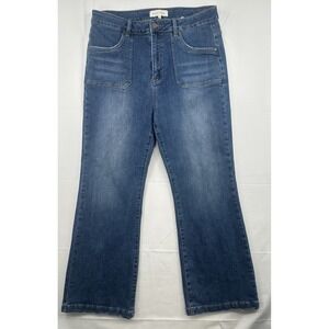 Risen Blue Jeans Women's Denim 1XL Tummy Control Wide Leg High Waisted Comfort